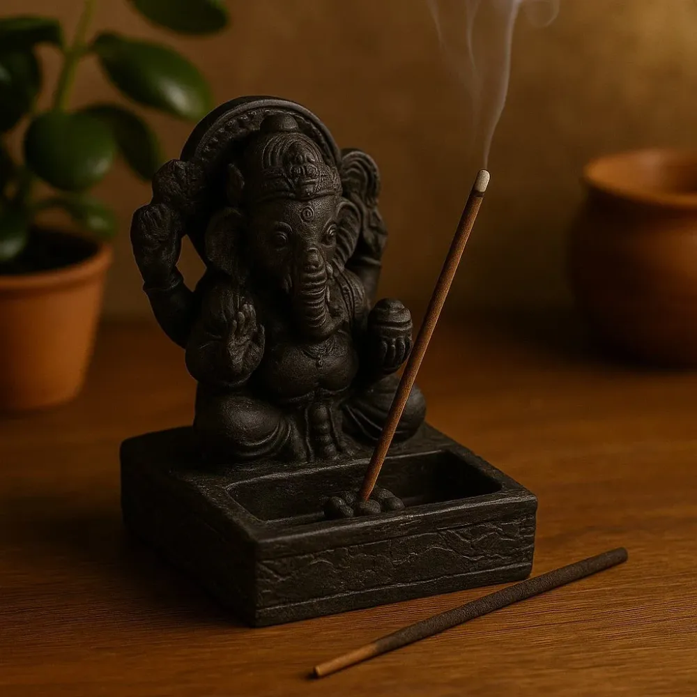Füstölőtartó Ganesha Feng Shui Fekete Antik