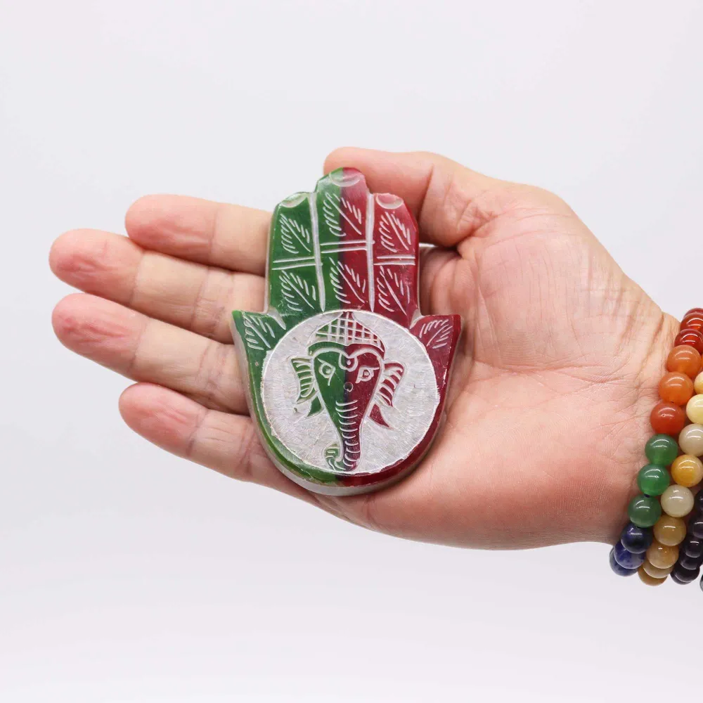 Füstölőtartó Szappankő Hamsa Ganesha Faragás
