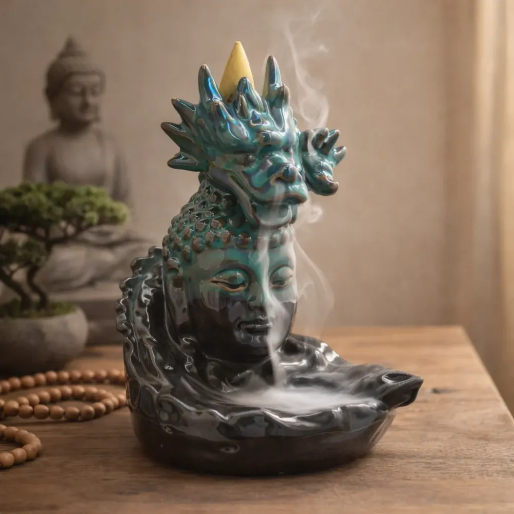 Visszaáramlású füstölőtartó – Sárkány Buddhánál