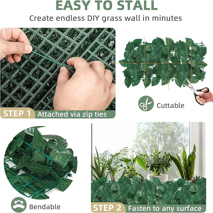 Mű Sötétzöld Levél Dekoratív Kerítésborítás 25×50 cm – UV‑álló