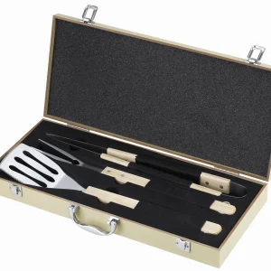 3 db-os grill eszköz készlet fadobozban
