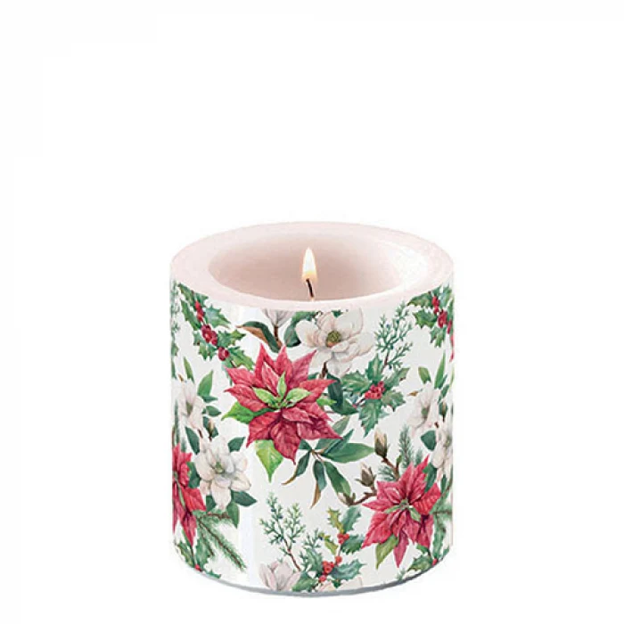 Mikulásvirágos karácsonyi átvilágítós gyertya Christmas florals kicsi