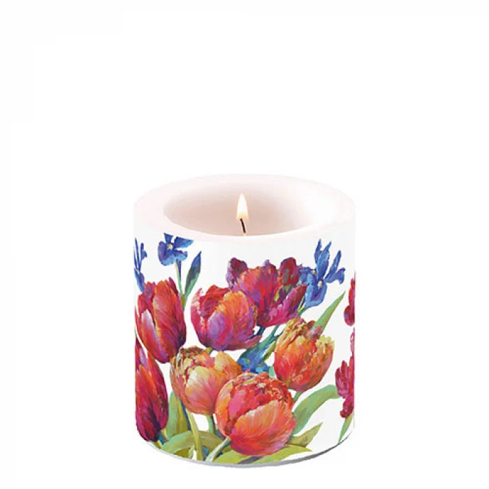 Tulipános átvilágítós viasz gyertya kicsi Tulips joy