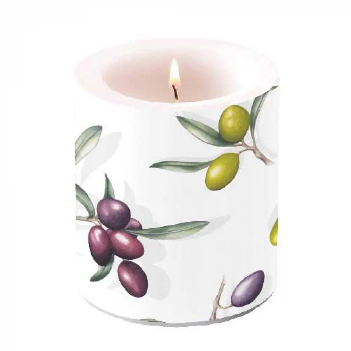 Átvilágítós viaszgyertya közepes olívás Delicious olives