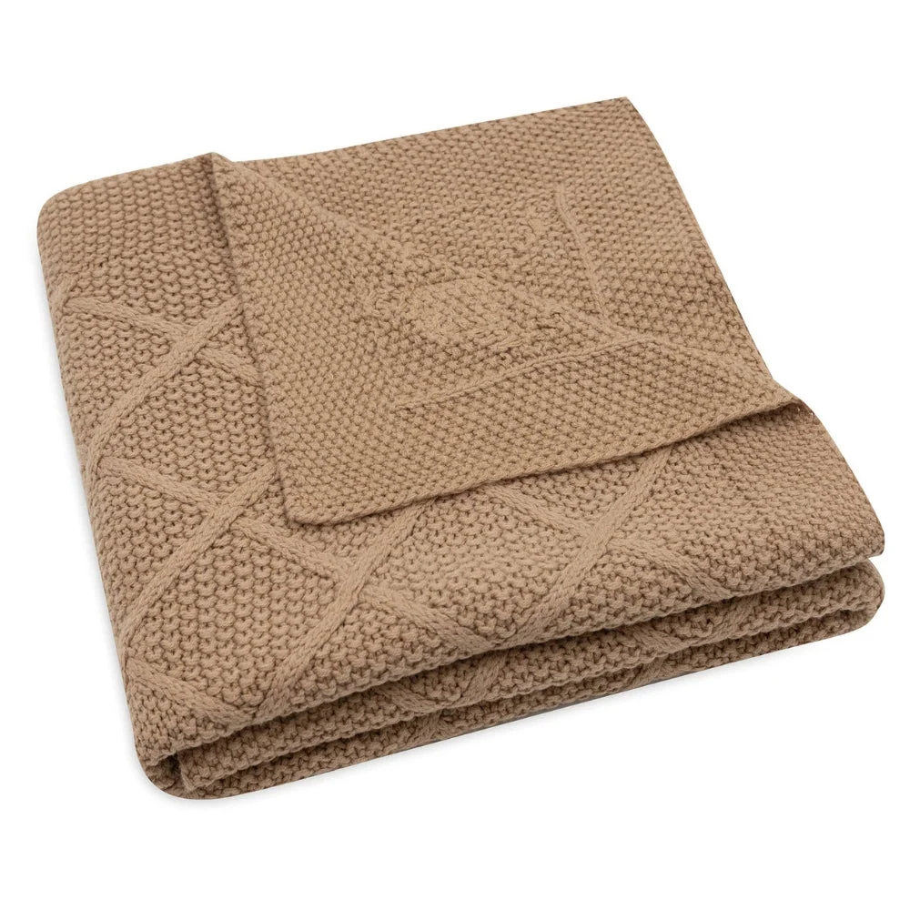 Jollein baba takaró Check Knit Biscuit 100 x 75 cm