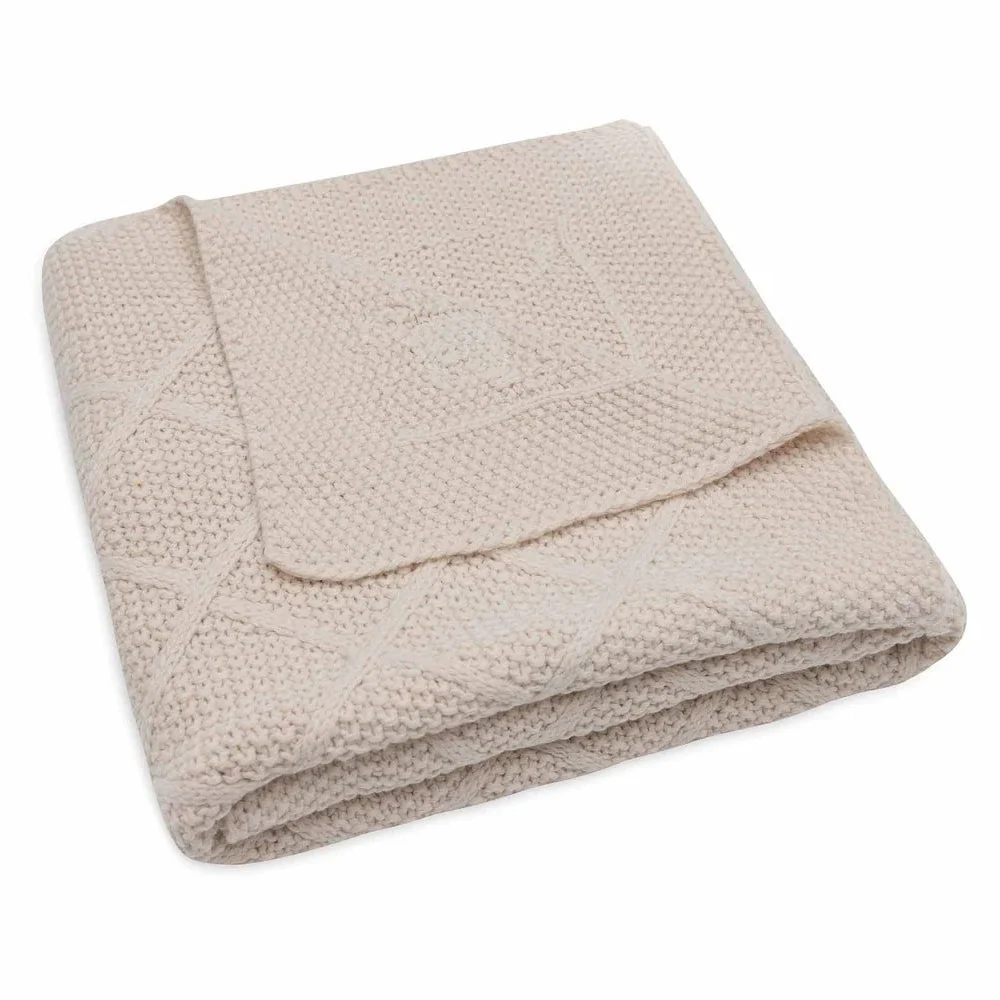 Jollein baba takaró Check Knit Oatmeal 100 x 75 cm