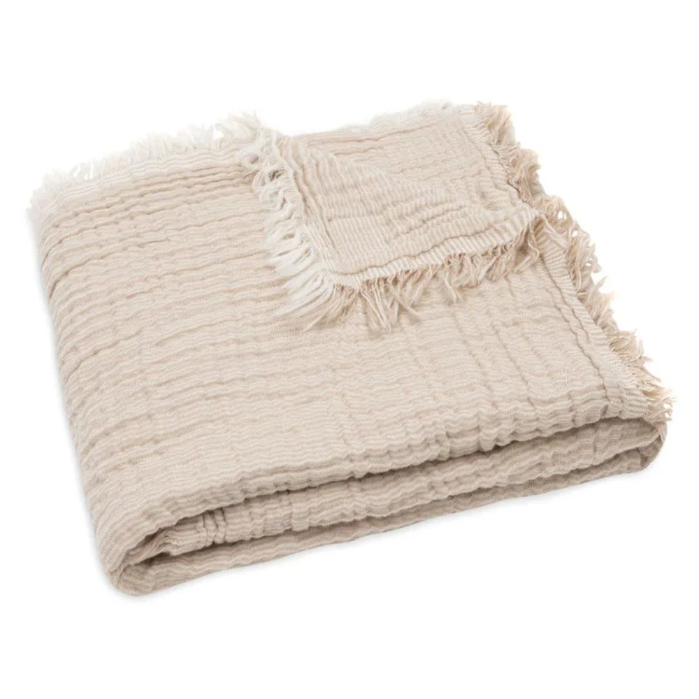 Jollein Muszlin takaró 75x100cm Fringe Stripe Biscuit