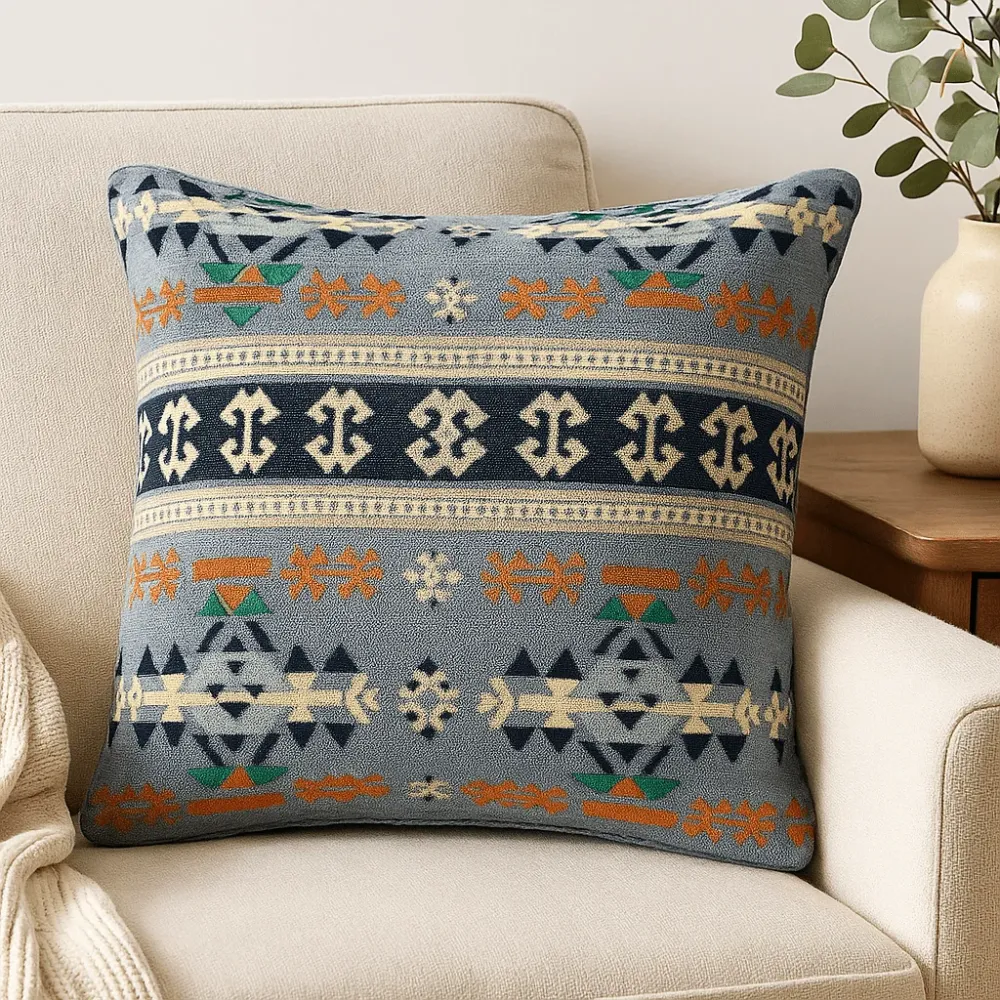 Kilim párnahuzat – török faszén geometrikus mintával