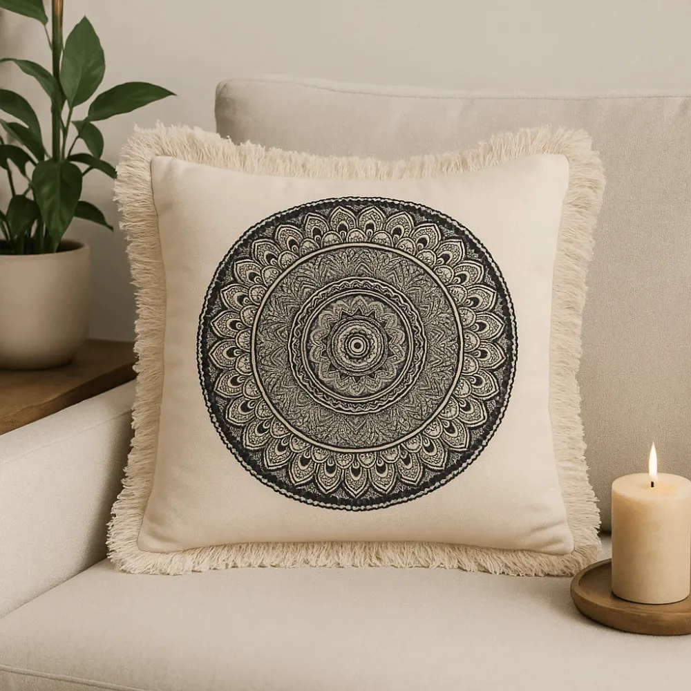 Mandala párna 60x60cm fekete
