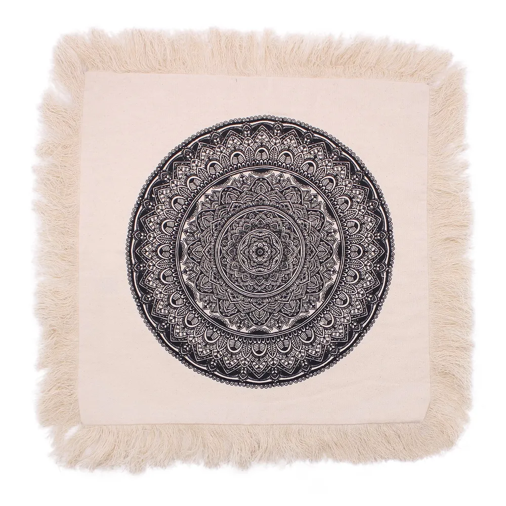 Mandala párnahuzat 45x45cm fekete