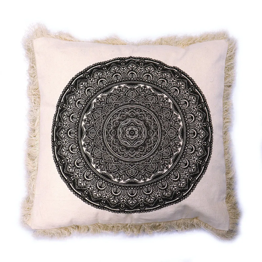 Mandala párnahuzat 45x45cm fekete