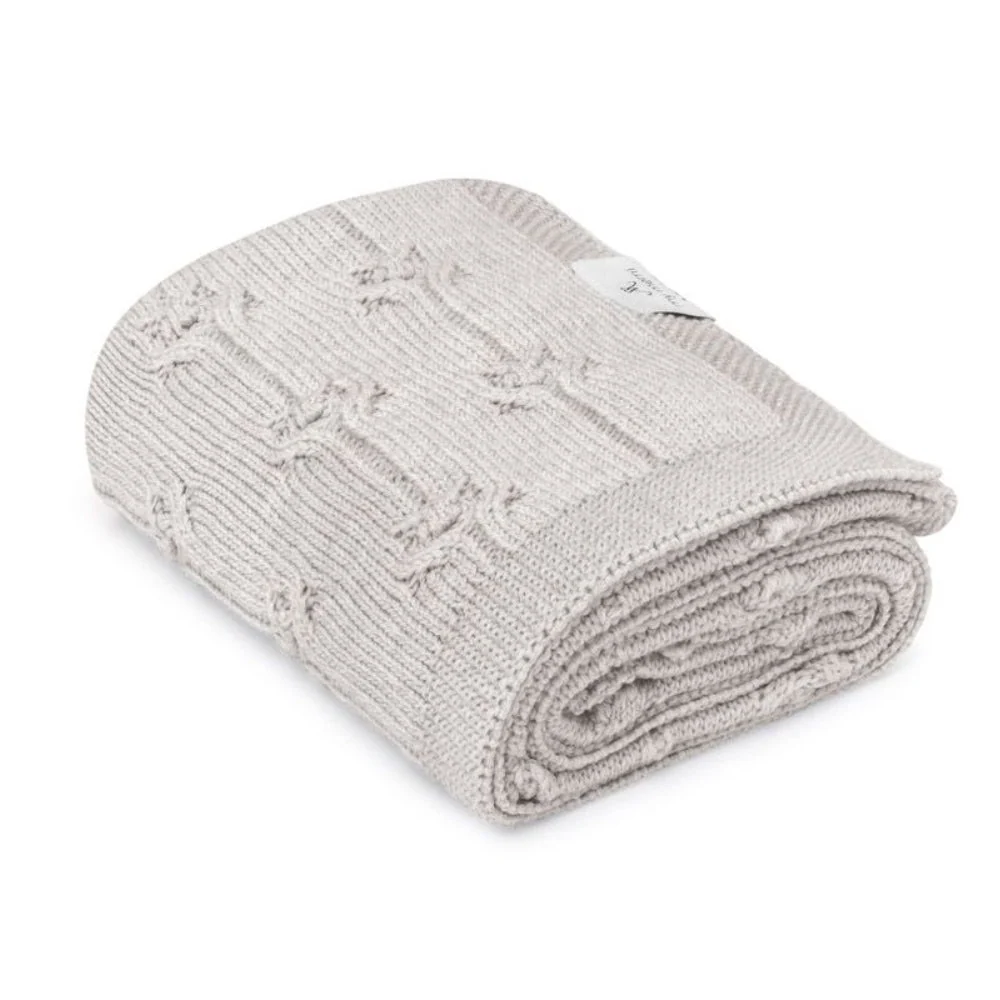 My Memi Merino gyapjú takaró világosszürke Floral - prémium kollekció