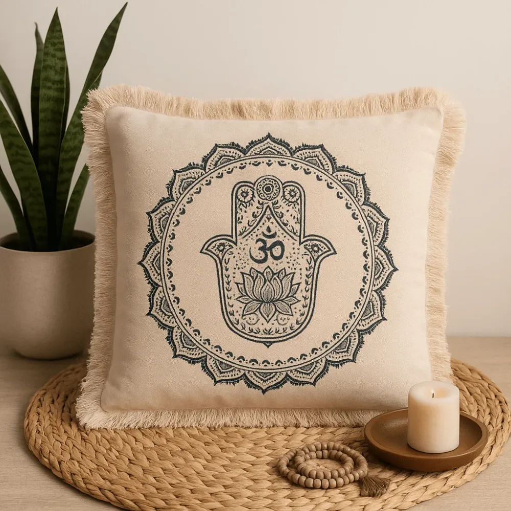 Párna 60x60cm Zöld Hamsa Mandala