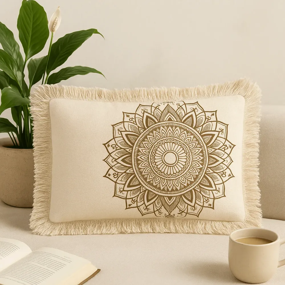 Párna Lótusz Mandala 30x50cm Bronz