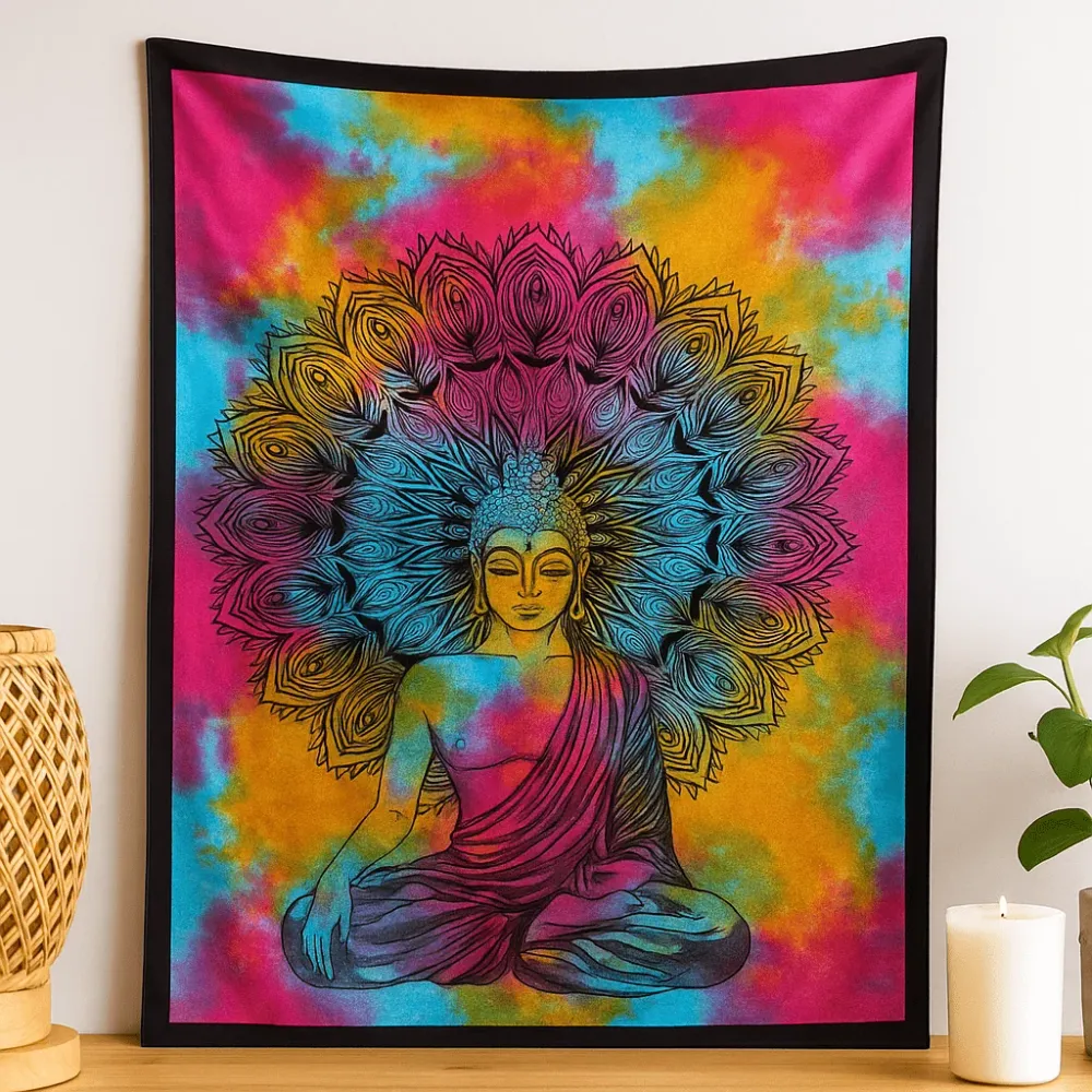 Dupla pamut ágytakaró és falidísz, Buddha