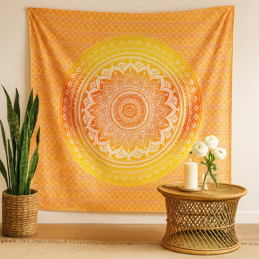 Mandala faliszőnyeg, narancssárga