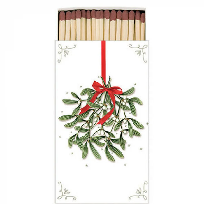 gyufa karácsonyi díszdobozban 45 db-os Fagyöngy masnival