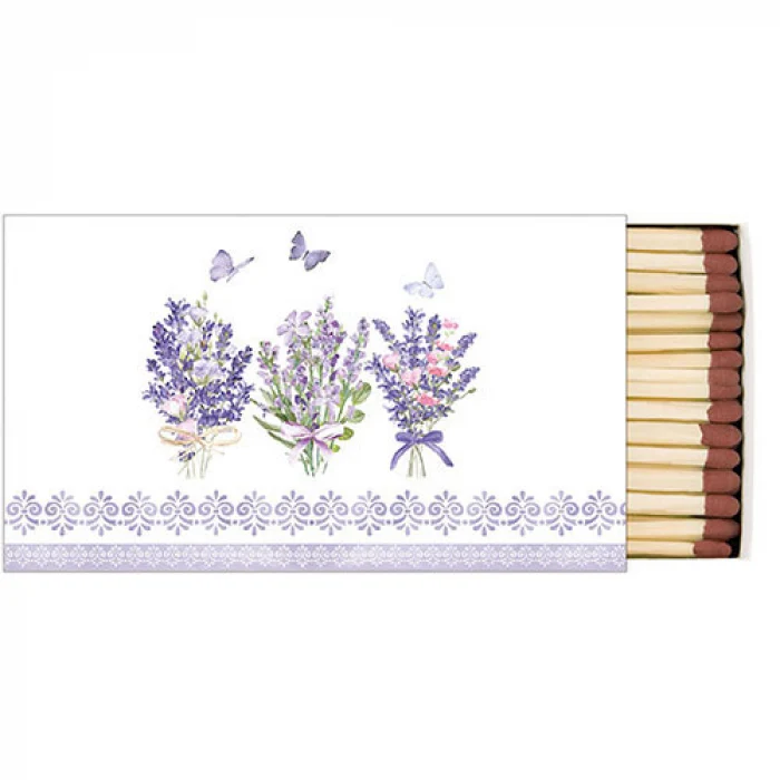 Gyufa levendula virágos díszdobozban Lovely lavender white