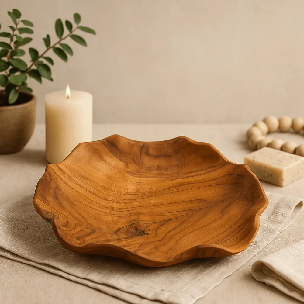 Teakfa gyümölcstál kerek 28cm