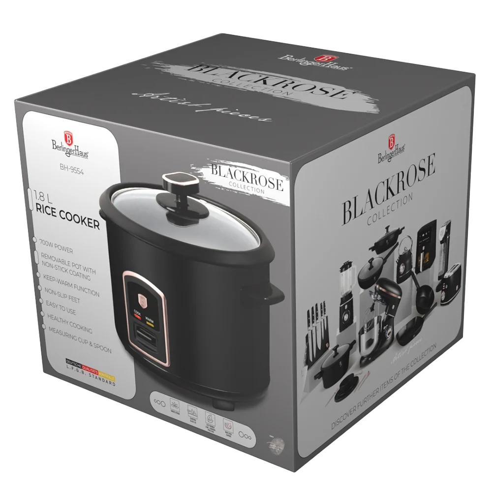 Berlinger Haus Elektromos rizsfőző 1,8 liter 700 W Black Rose Collection