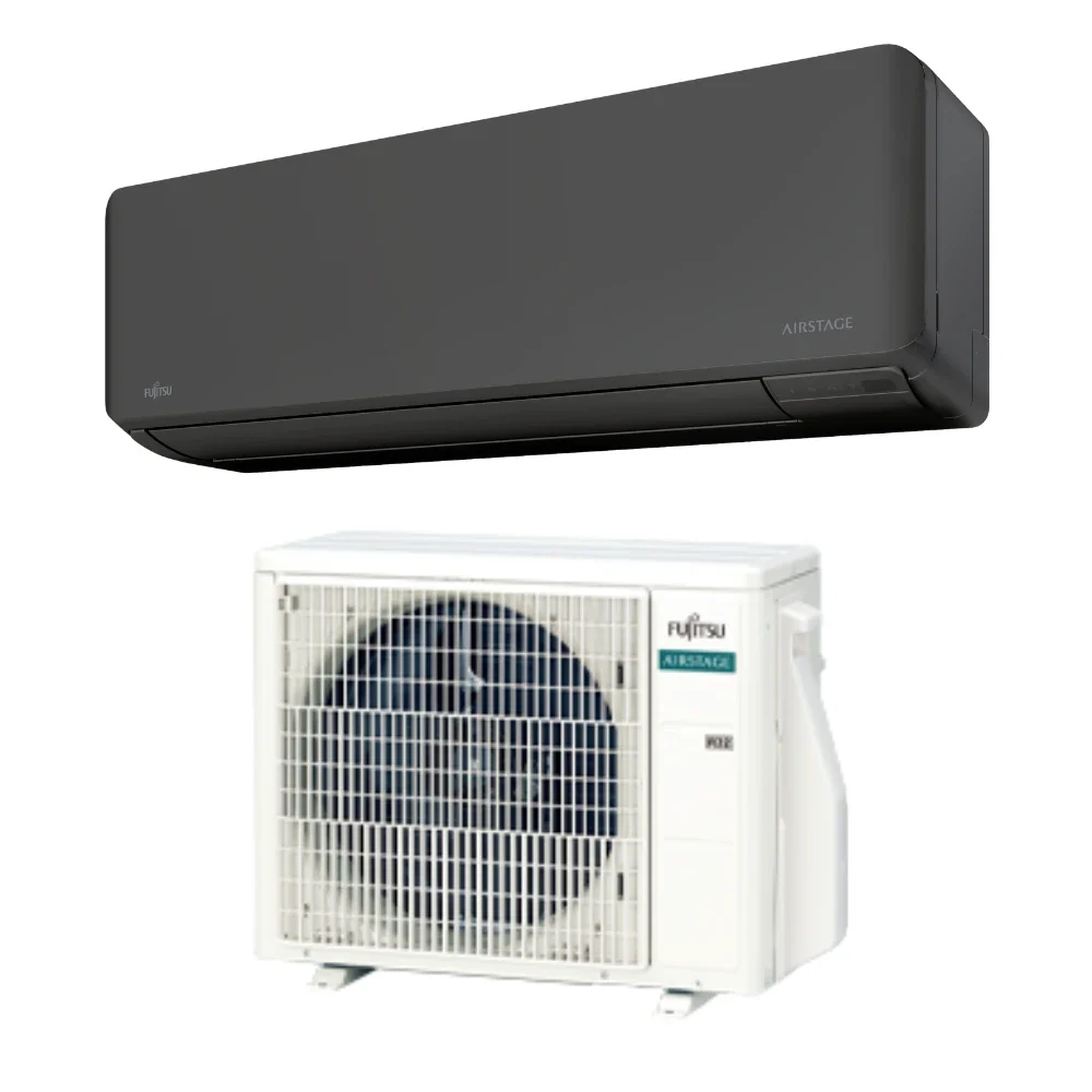 Fujitsu STANDARD AIRSTAGE KMCG-B oldalfali split klíma 2kW + Wifi - fekete beltérivel