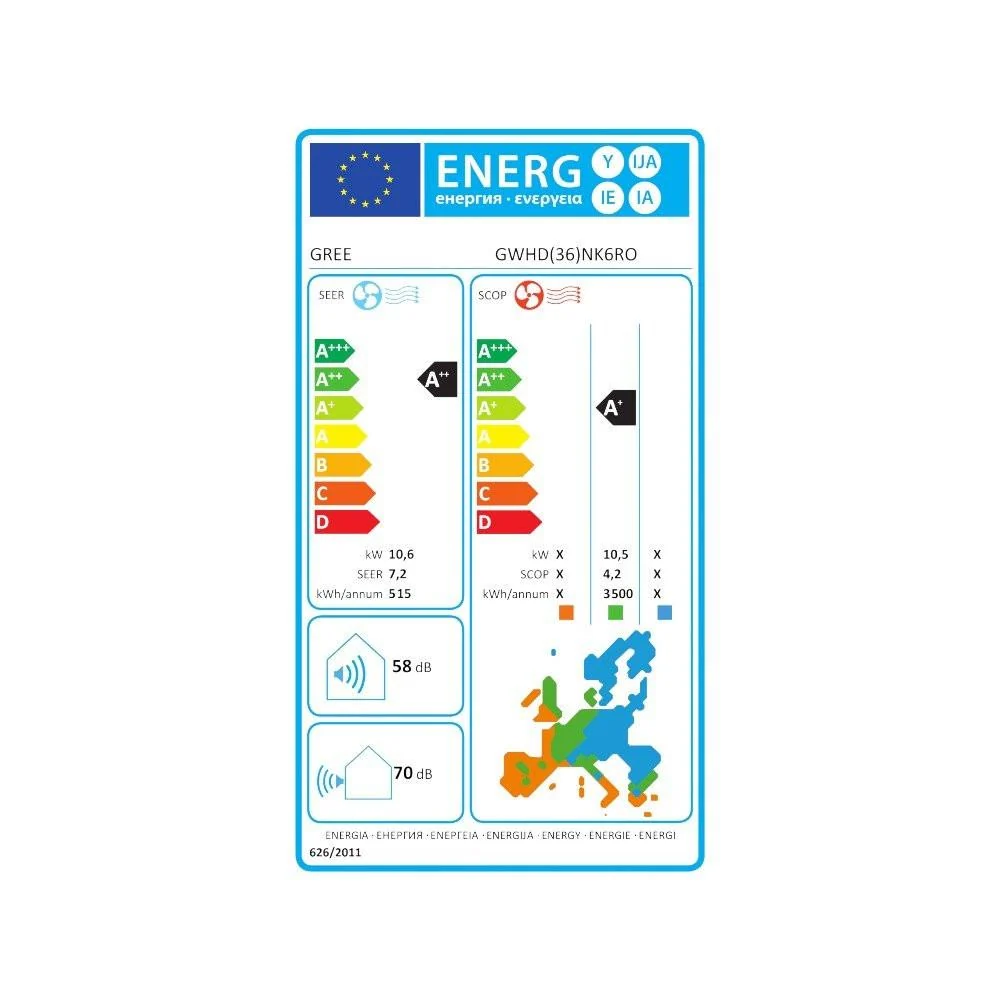 Gree HydroMulti split klíma kültéri egység 10.6 kW - max. 3 beltéri + HMV tartály (GWHD(36)NK6RO)