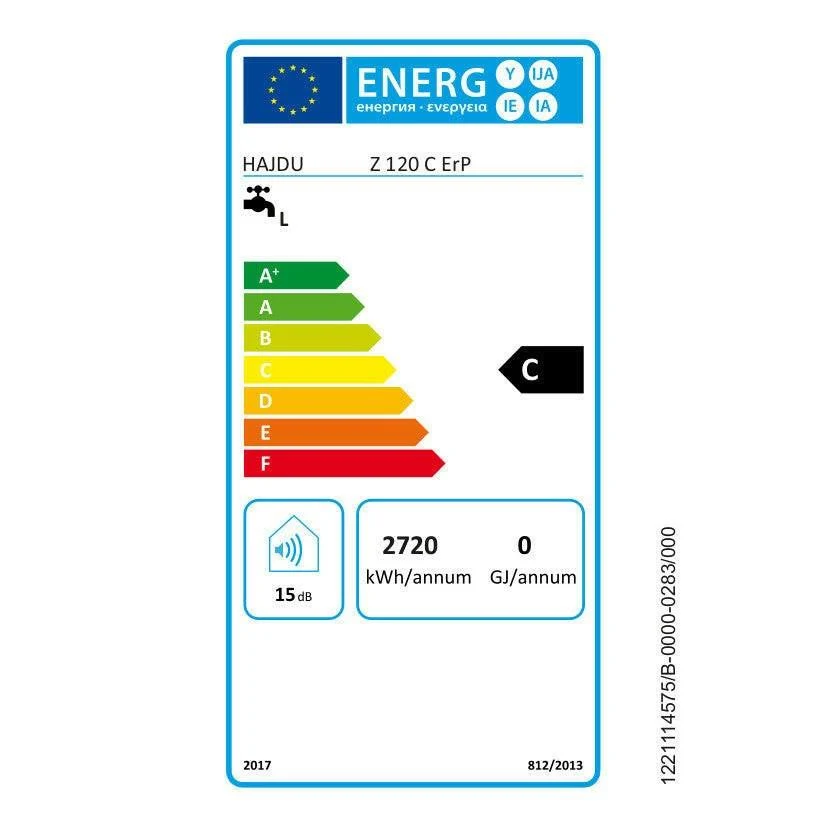 Hajdu Z-120 C ErP elektromos forróvíztároló 120 l. fali függőleges, kerámiafűtővel (2112011116)