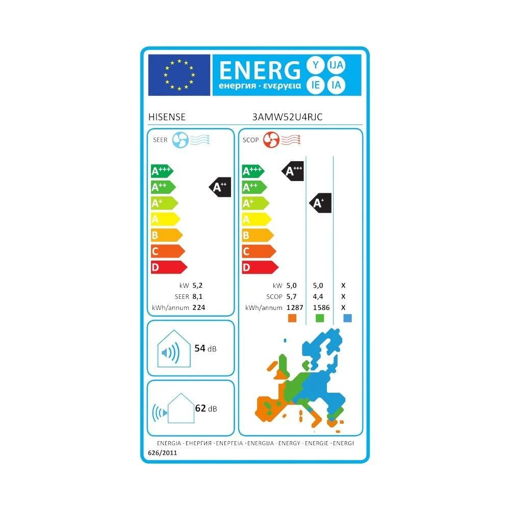 Hisense multi split kültéri egység 5,2 kW - 3 beltérihez R32 (-20C°) (HISENSE-3AMW52U4RJC)