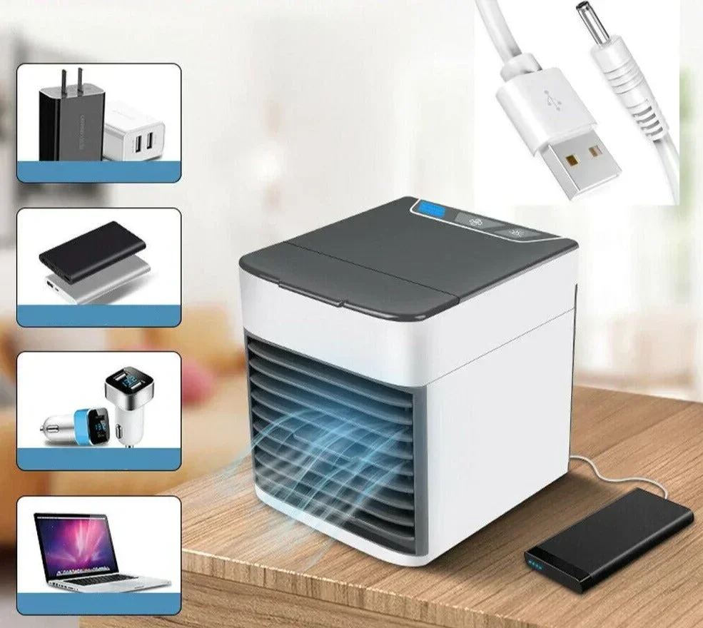 Mini hordozható légkondicionáló - Hűt, párásít és tisztít - 3 az 1-ben USB-s léghűtő