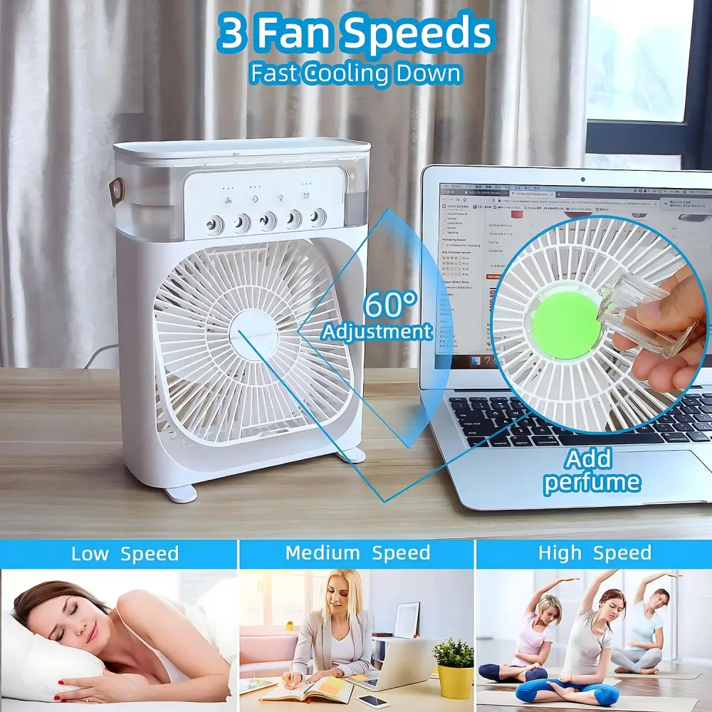 Pro 3 az 1-ben AirCooler – Ventilátor, légkondicionáló és párásító színes LED világítással