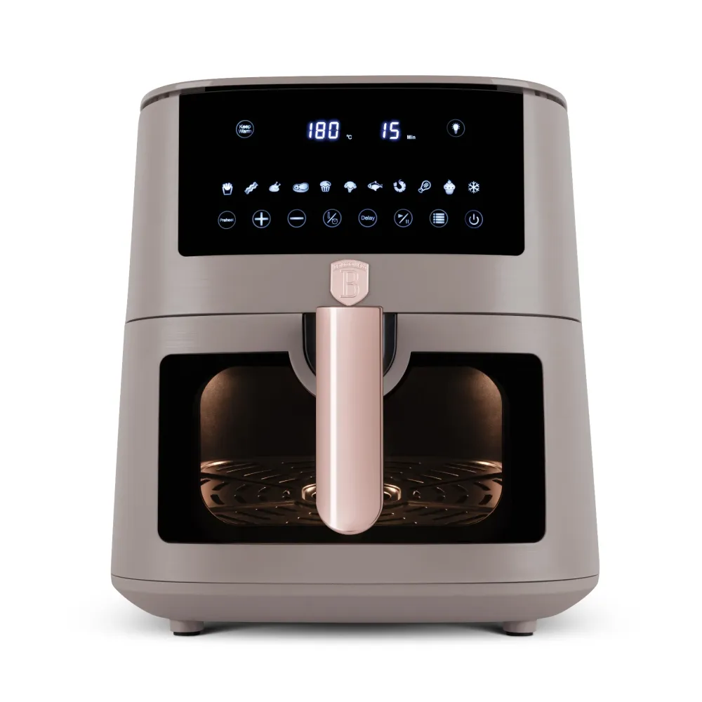 XXXL AirFryer átlátszó ablakkal digitális 8 liter Berlinger Haus matt szürke