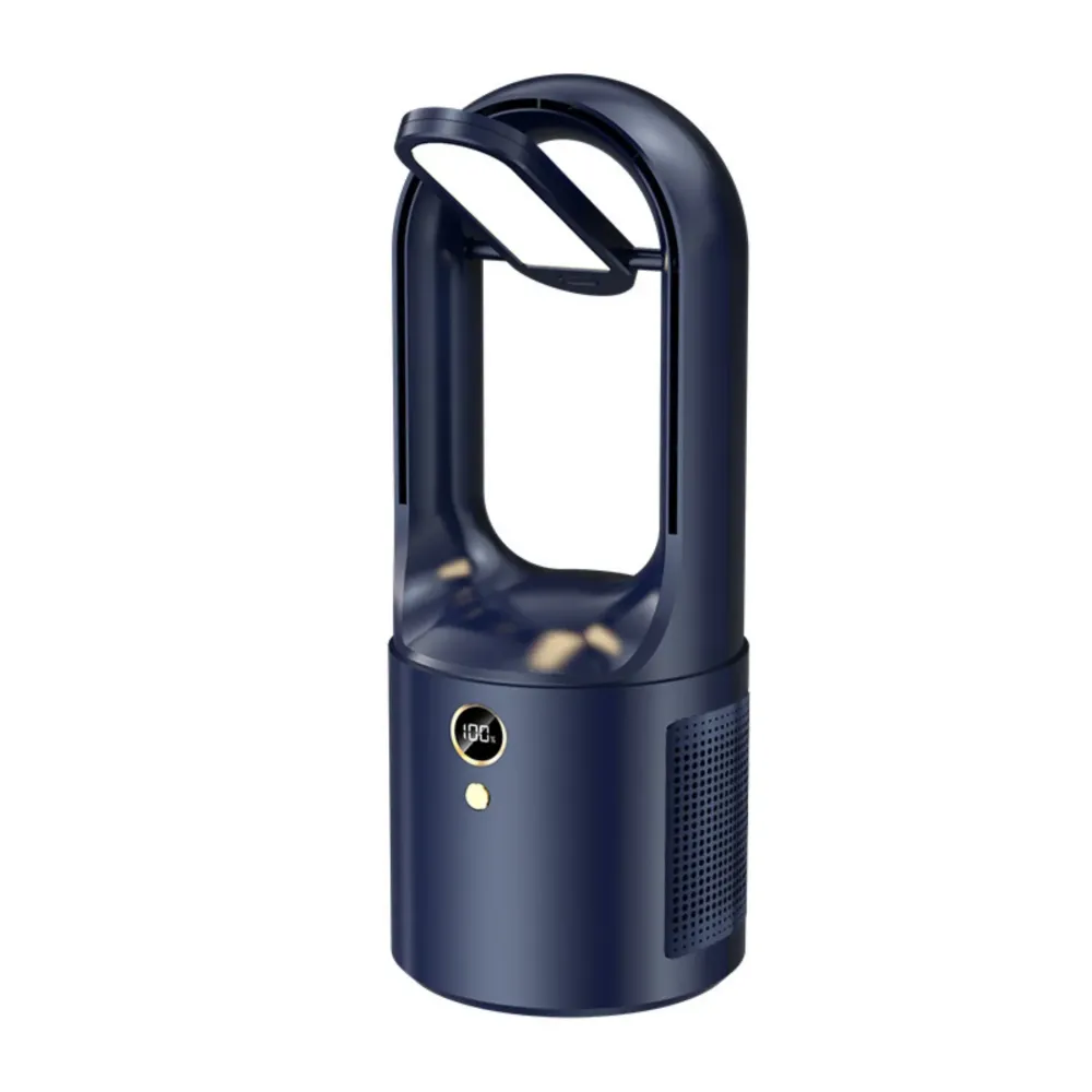 Lapát nélküli asztali ventilátor LED-del és USB-vel - Csendes, biztonságos és vezeték nélküli