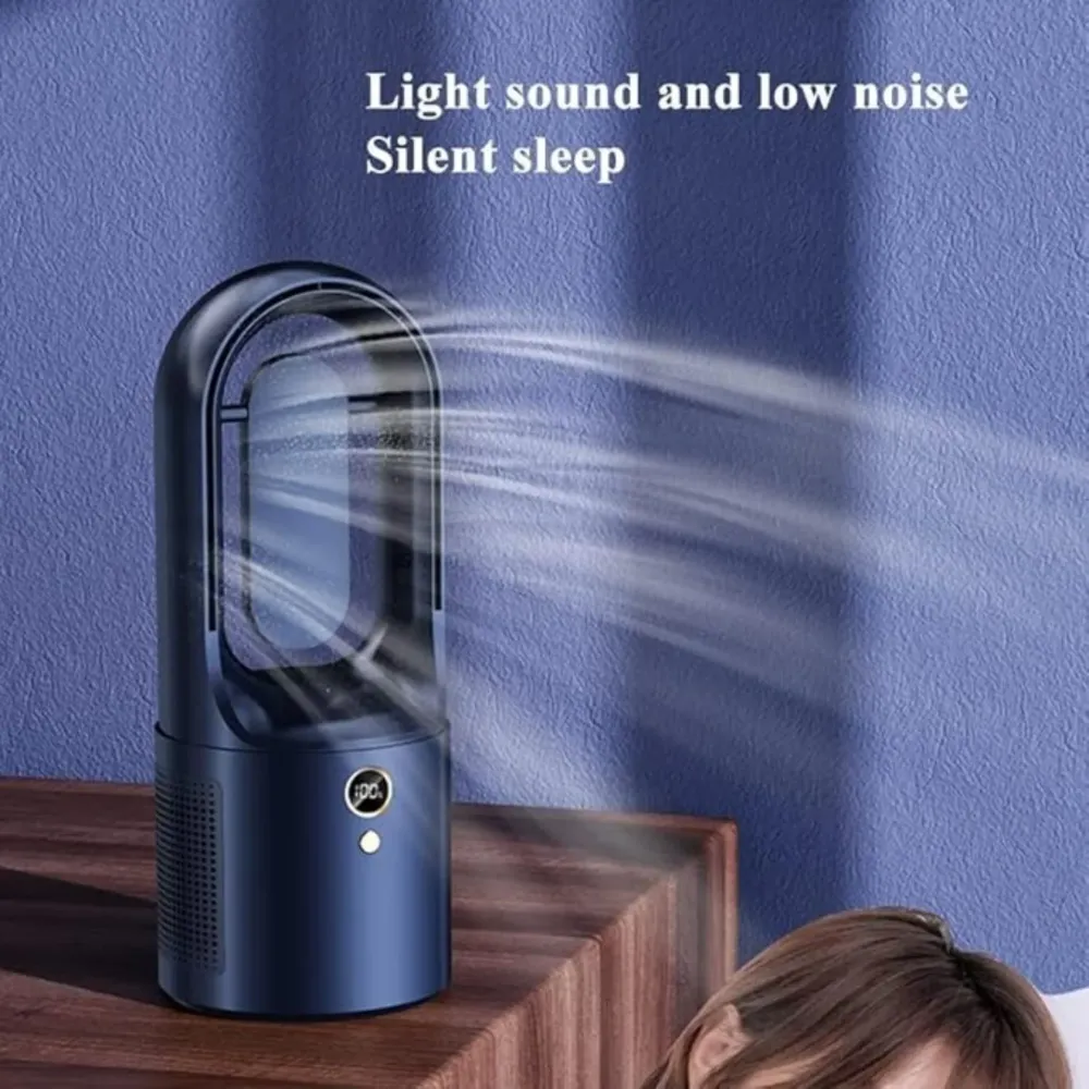 Lapát nélküli asztali ventilátor LED-del és USB-vel - Csendes, biztonságos és vezeték nélküli