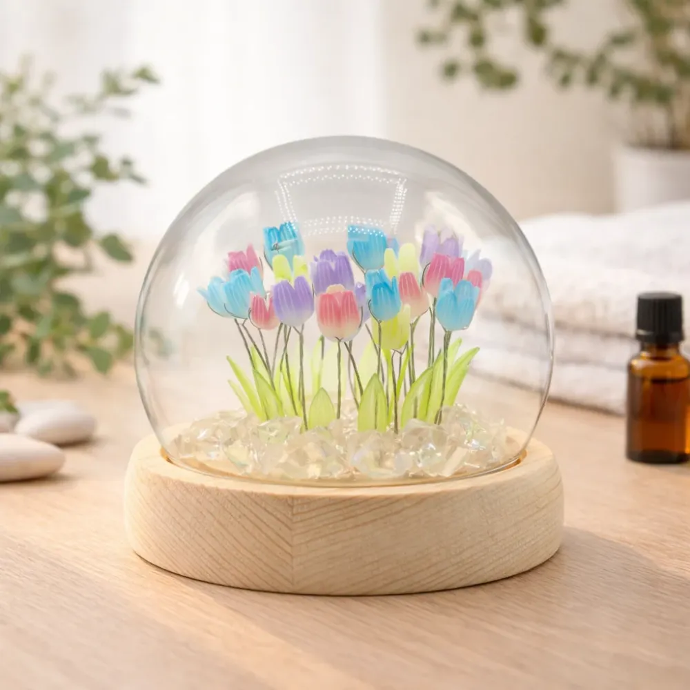 Virágzó Fény Kerti Dóm – 20 Többszínű Tulipán – LED USB