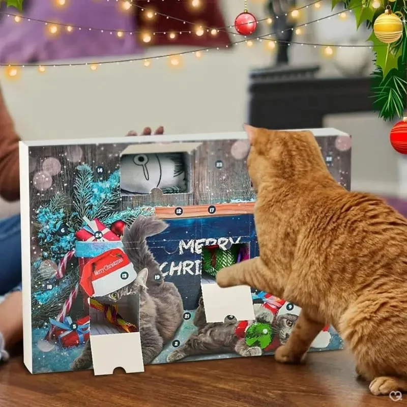 🏆Akció⚡2025-ös adventi naptár sorozat – Karácsonyi visszaszámláló készlet macskatollakkal. 24 napos interaktív játék macsk...