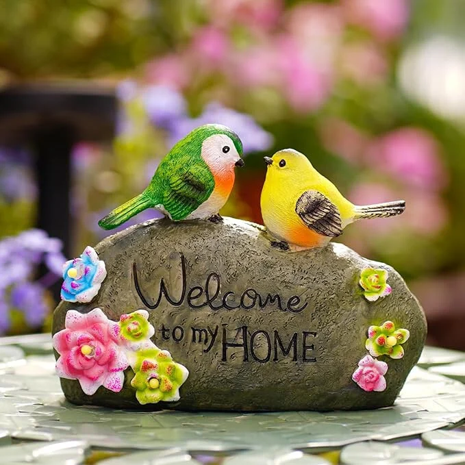 JeeYee Kültéri Napelemes Madaras Szolár Díszlámpa "Welcome to My Home" Felirattal - Kerti LED