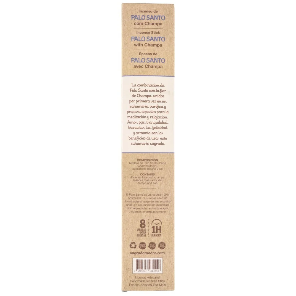 Kézzel készített illatos pálcikák - Palo Santo Champa-val - Sagrada Madre