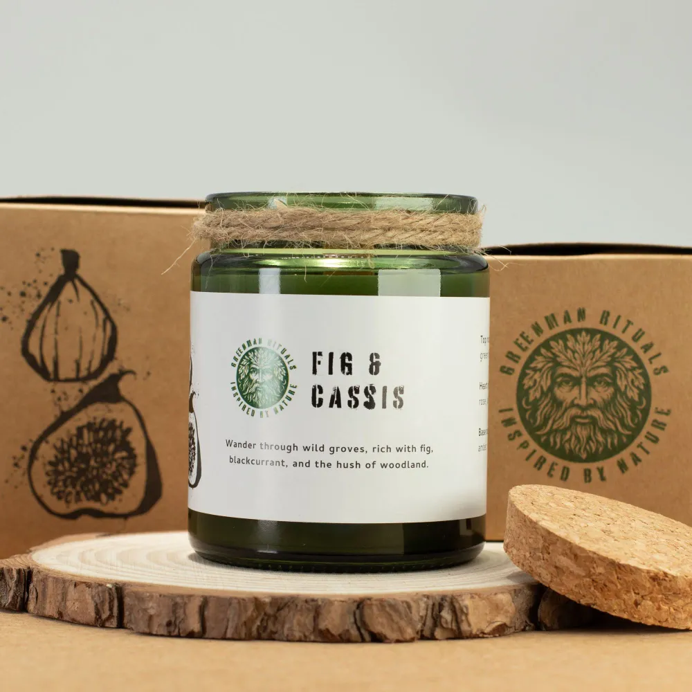 Greenman Woodwick szója gyertya – Füge és fekete ribizli