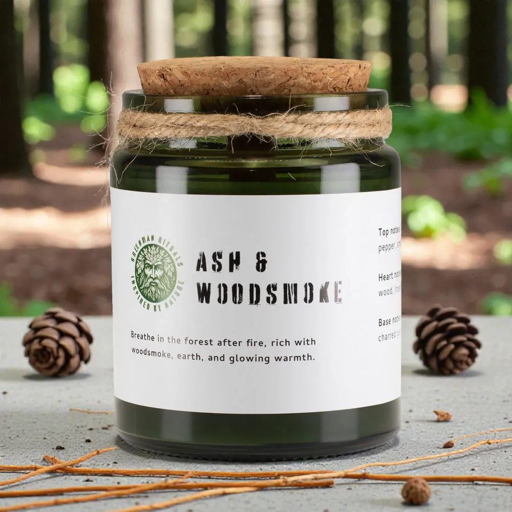 Greenman Woodwick szója gyertya – Hamu és füstfa