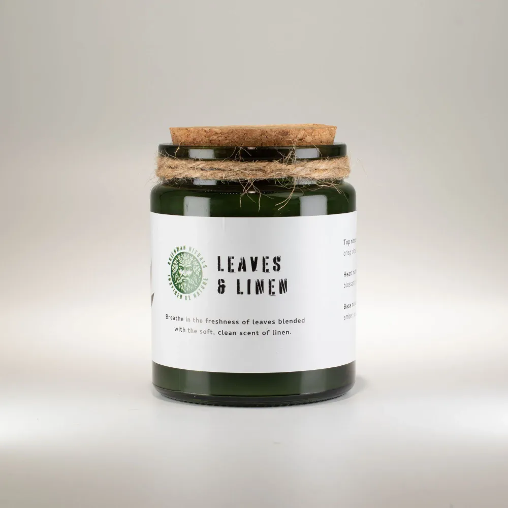 Greenman Woodwick szója gyertya – Levelek és vászon