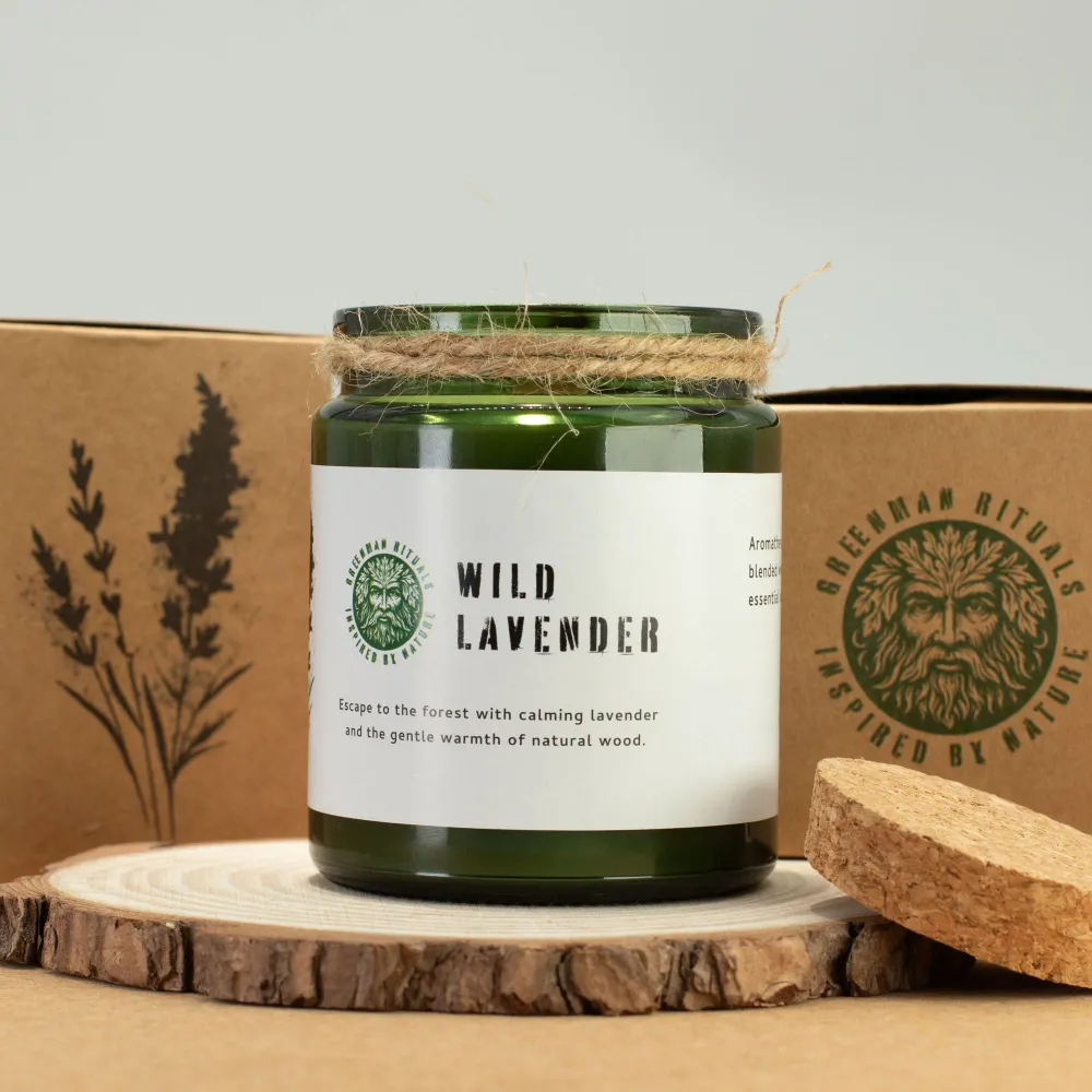 Greenman Woodwick szója gyertya – Vad levendula