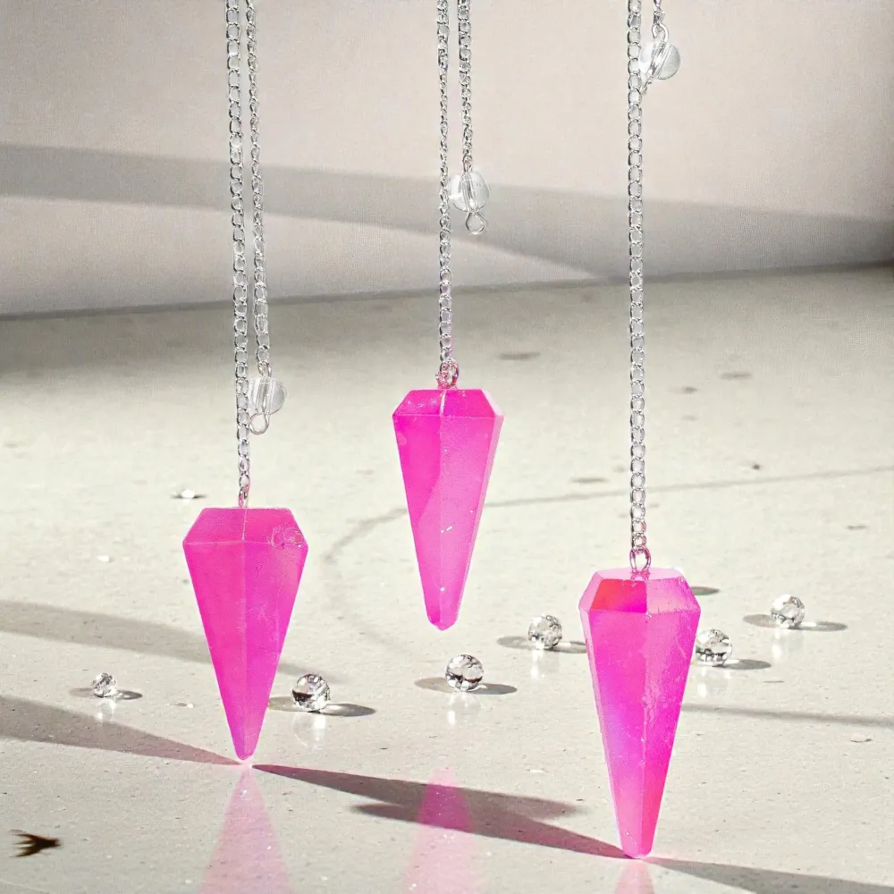 Hatszögletű inga – Aurora Kristály Rózsaszín – 4 cm