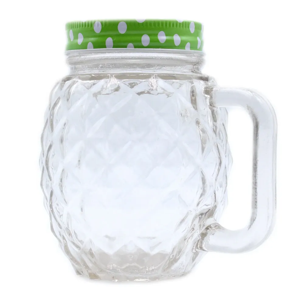 Ananászos ivós üveg tetővel, átlátszó 450ml