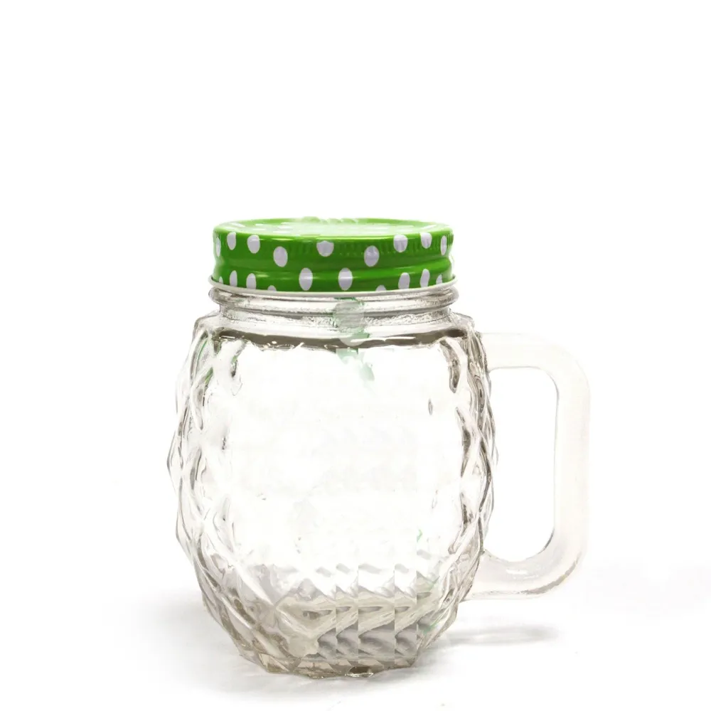 Ananászos ivós üveg tetővel, átlátszó 450ml