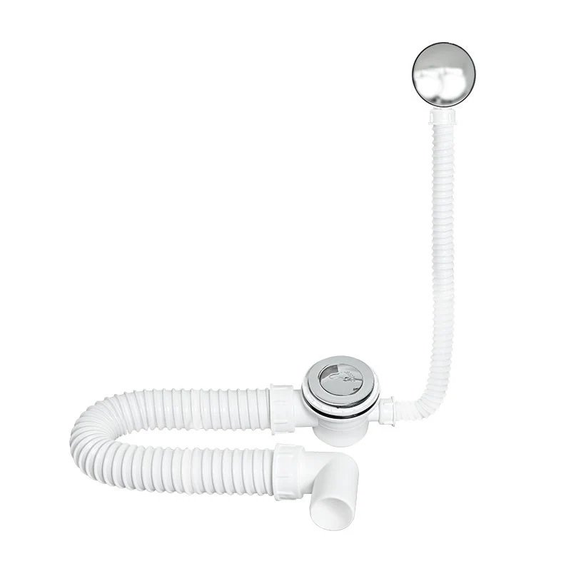 TEXO kádszifon - KRÓM - Klikk - klakk leeresztővel - flexibilis csővel - Ø 5/4" x 0,5 m x Ø 40 mm