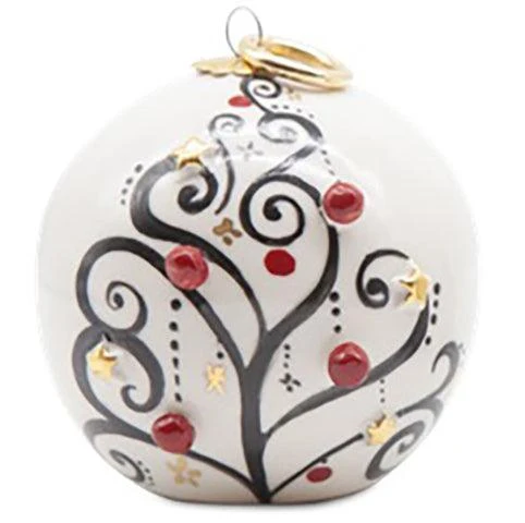 Sbordone karácsonyi labda egy menettel felfüggesztve D. 10cm porcelán arany dekoráció PL51