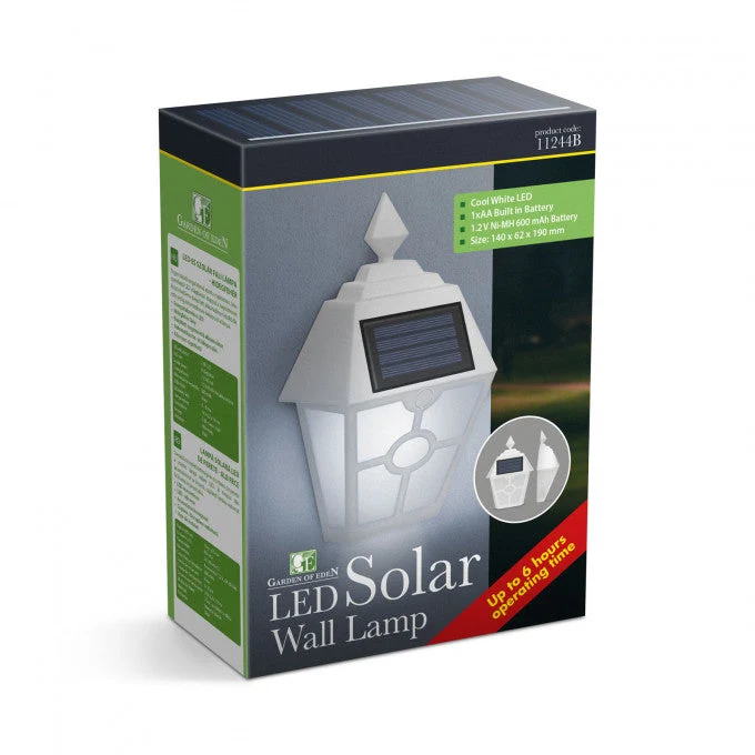 LED-es szolár fali lámpa - fehér, hidegfehér - 14 x 6,2 x 19 cm
