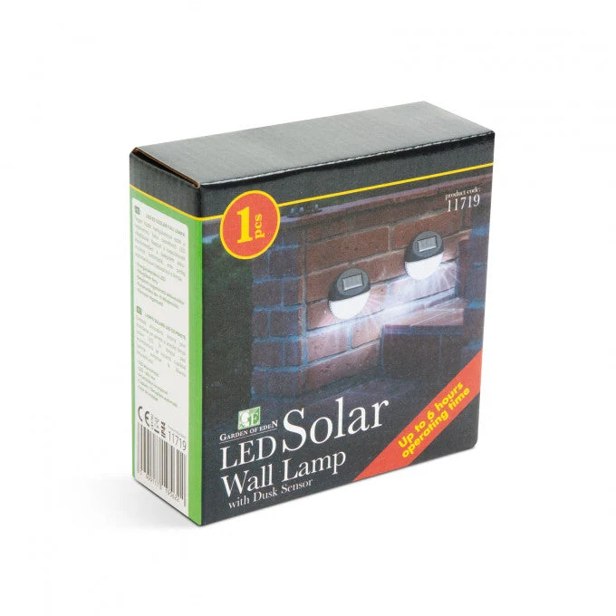 LED-es szolár fali lámpa - fekete, hidegfehér - 11 x 11 x 4 cm