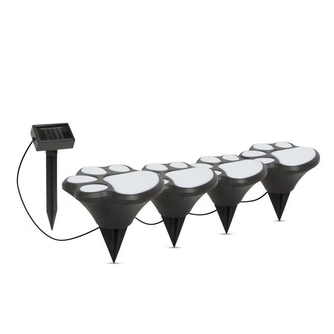 LED-es szolár lámpa - kutya lábnyom, leszúrható - műanyag - fekete - 360 cm 4db