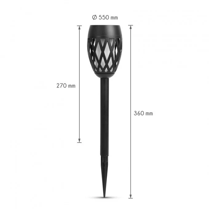 Leszúrható LED szolár - láng hatással - 8,5 x 29 (+11) cm